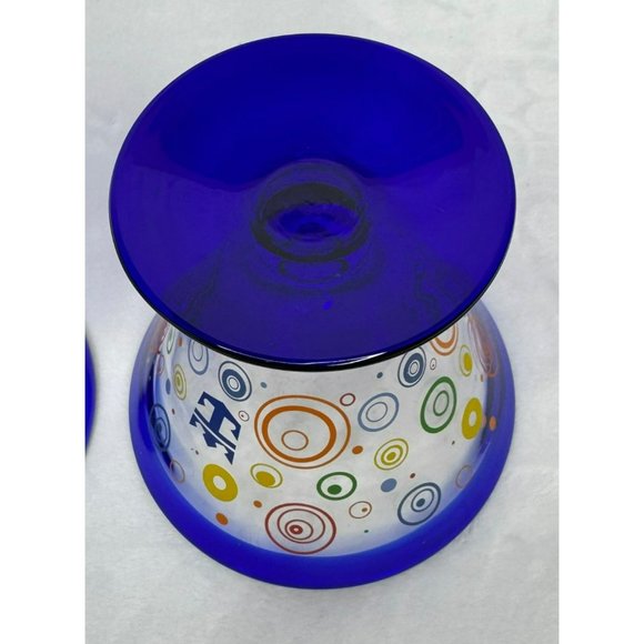 Pair of Royal Caribbean Stemless Martini Glasses With Cobalt Blue Rim 2009 - Picture 7 of 9